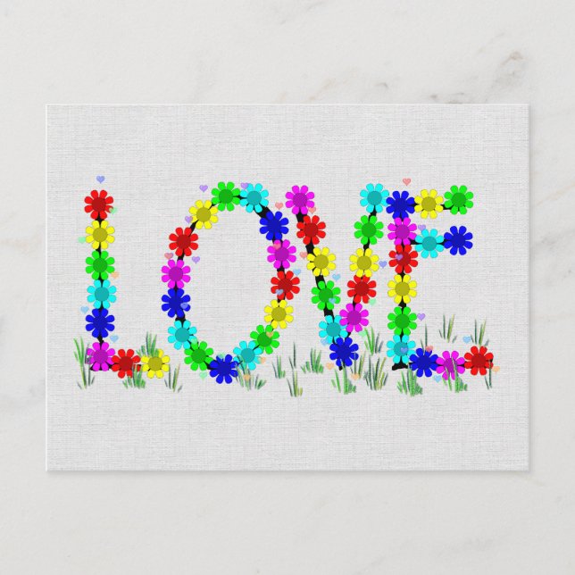 Carte Postale Hippie Love Flowers (Devant)