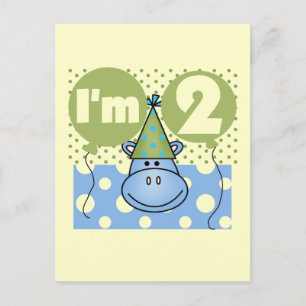 Carte Postale Hippo 2e Anniversaire Tshirts et cadeaux