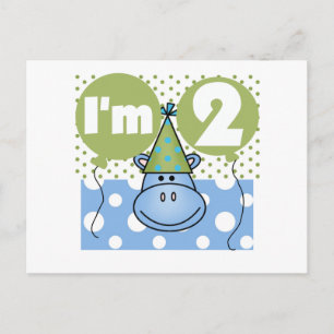 Carte Postale Hippo 2e Anniversaire Tshirts et cadeaux