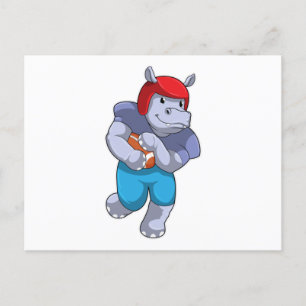 Carte Postale Hippo à Football Sports