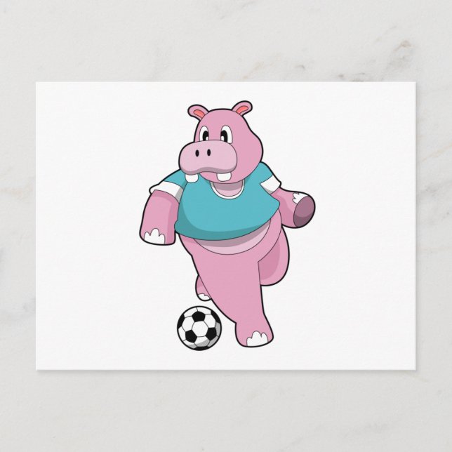 Carte Postale Hippo as Soccer player with Soccer.PNG (Devant)