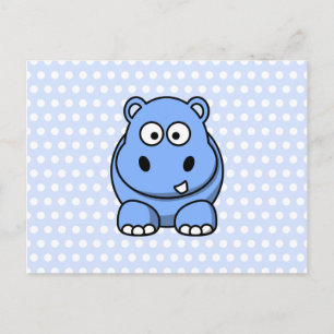 Carte Postale Hippo bleu mignon