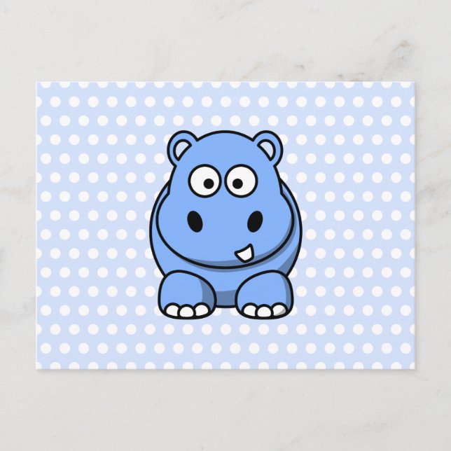 Carte Postale Hippo bleu mignon (Devant)