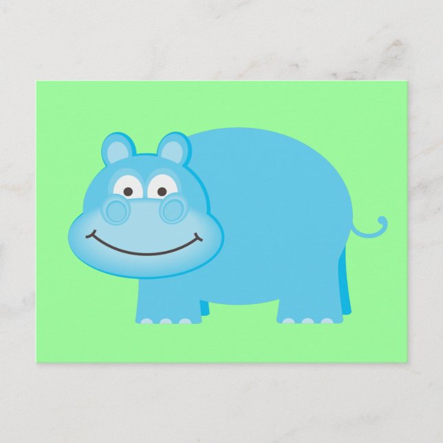 Carte Postale Hippo bleu mignon (Devant)