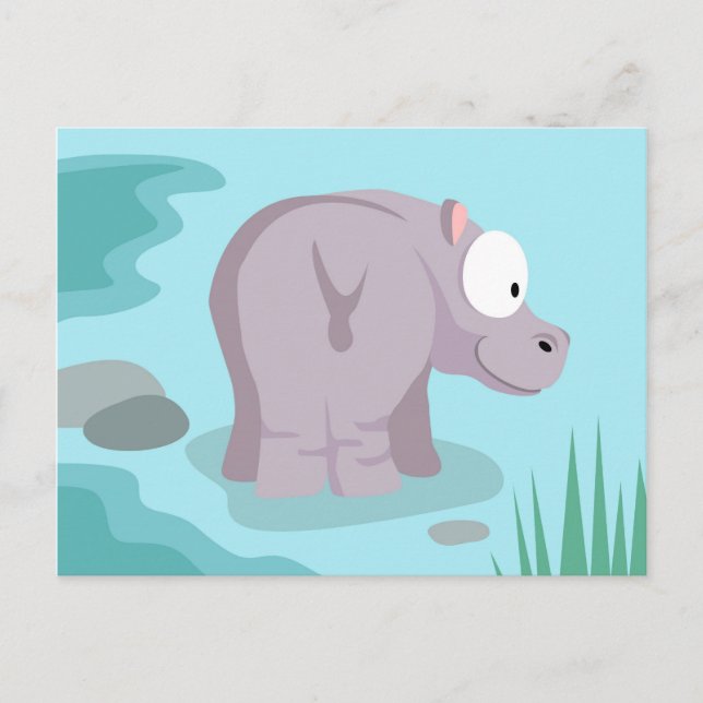 Carte Postale Hippo de ma série d'animaux du monde (Devant)