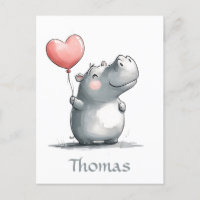 Hippo mignon avec illustration de ballon cardiaque