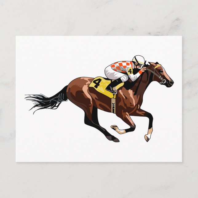 Carte Postale Hippocampe et jockey (Devant)
