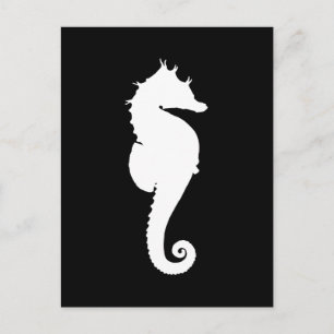 Carte Postale Hippocampe noir et blanc