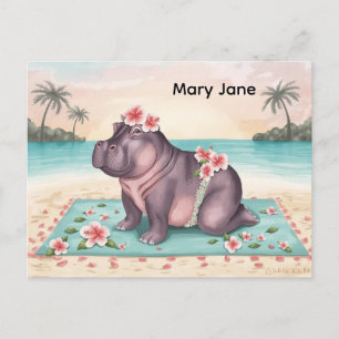 Carte Postale Hippopotame à la plage