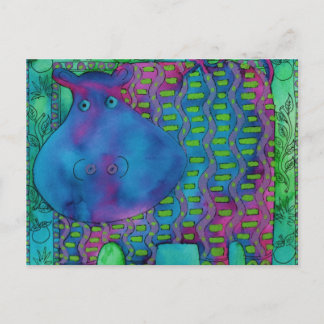 Carte Postale Hippopotame à motifs