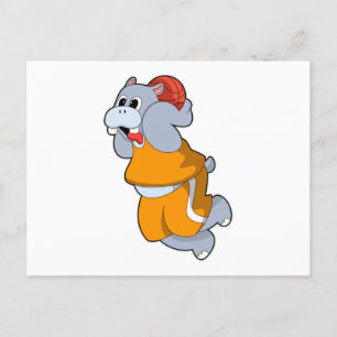 Carte Postale Hippopotame au sport de basket-ball