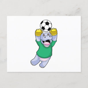 Carte Postale Hippopotame au sport de football