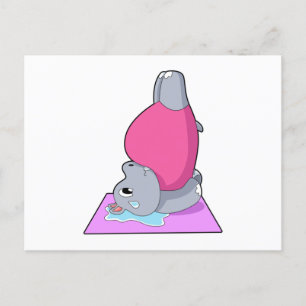 Carte Postale Hippopotame au Yoga Fitness
