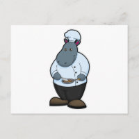Hippopotame cuisinier avec poêle