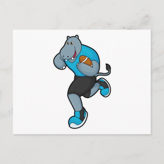 Carte Postale Hippopotame en tant que joueur de football avec ba (Devant)