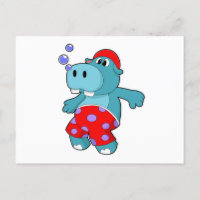 Hippopotame nageant avec un maillot de bain