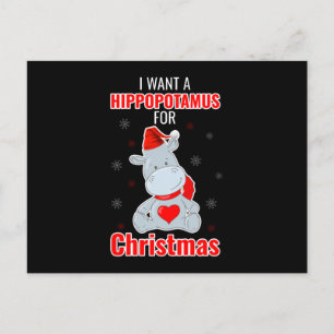 Carte Postale Hippopotame Pour Noël Joyeux Père Noël Elf Gnomes