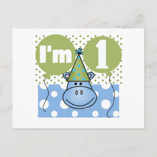 Carte Postale Hippopotamus 1er Anniversaire Tshirts et cadeaux