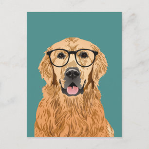 Carte postale Hipster Golden Retriever