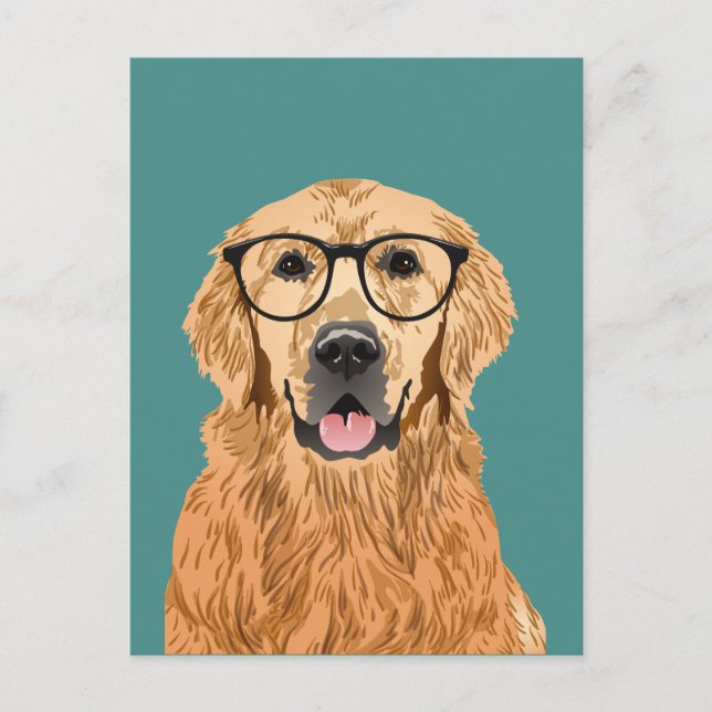 Carte postale Hipster Golden Retriever (Devant)