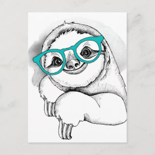 Carte Postale Hipster Sloth