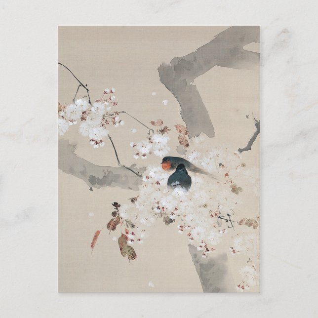 Carte Postale Hirondelle dans la fleur des cerisiers, Watanabe S (Devant)