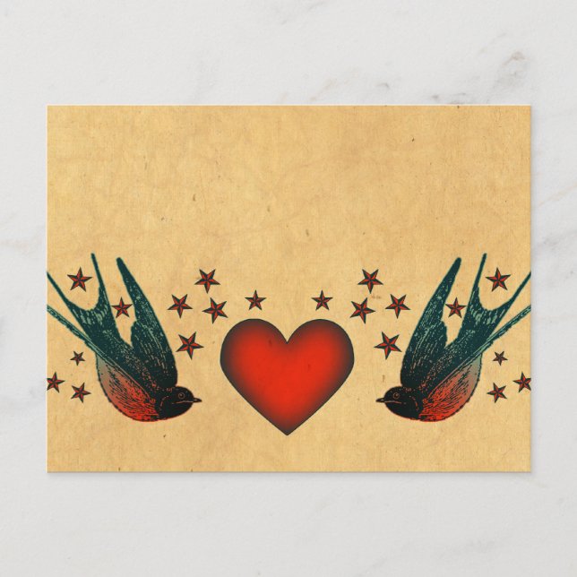 Carte Postale hirondelles et étoiles (Devant)