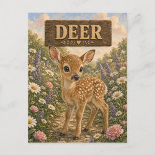 Carte Postale Histoire de bébé cerf mignon livre de nursery anim