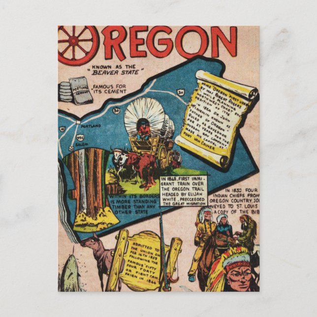 Carte Postale Histoire de l'Oregon (Devant)