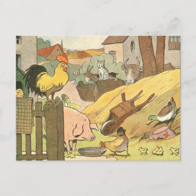 Carte Postale Histoire pour enfants Livre Animaux de ferme (Devant)