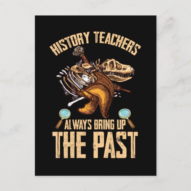 Carte Postale Histoire Professeur Dinosaures Drôle Historien (Devant)