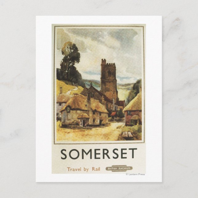 Carte Postale Historic Village Scene British Railway Poster (Devant)