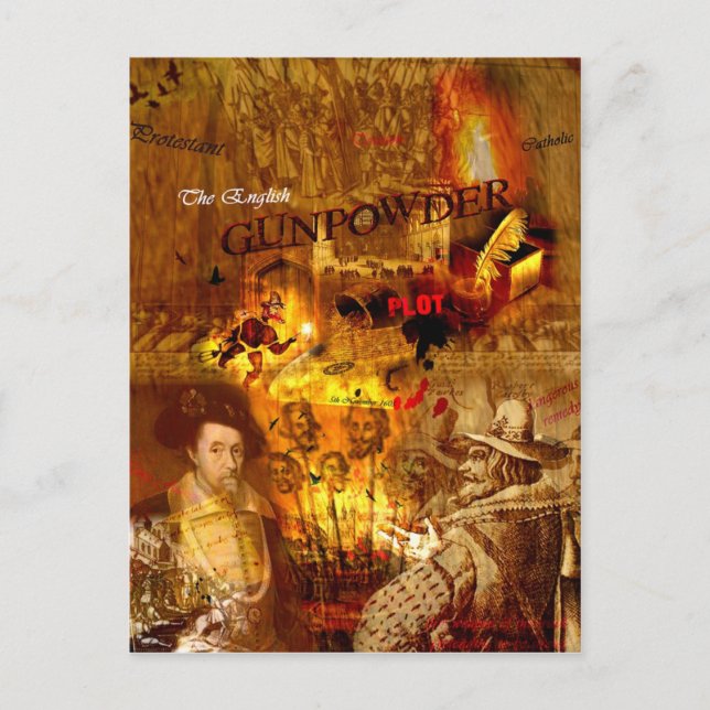 Carte postale historique de la nuit Bonfire (Devant)