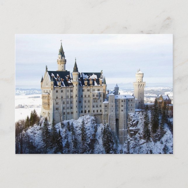 Carte Postale Hiver au Château de Neuschwanstein, Allemagne Bavi (Devant)