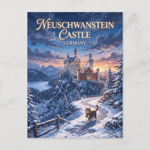 Carte Postale Hiver au château de Neuschwanstein en Allemagne