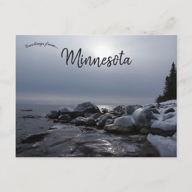 Carte Postale Hiver au lac Supérieur du Minnesota (Devant)