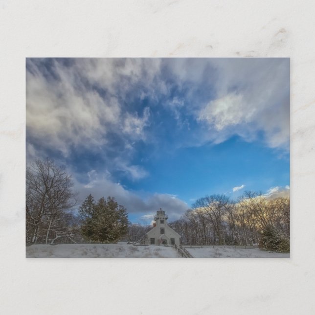 Carte Postale Hiver au phare de Mission Point (Devant)