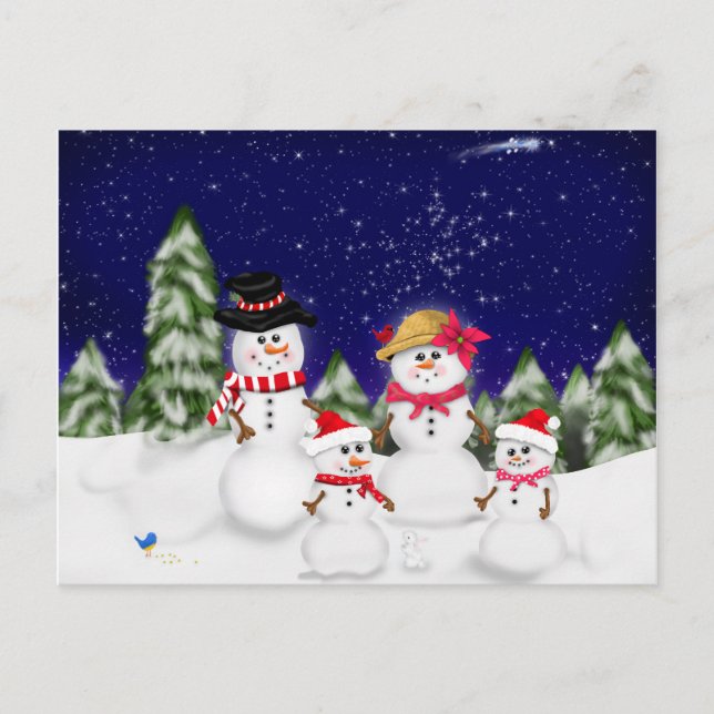 Carte Postale Hiver de la famille des neiges (Devant)