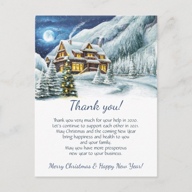 Carte Postale Hiver Entreprise Noël Merci de vacances (Devant)