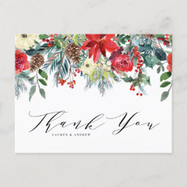 Carte Postale Hiver fleurit Garland Botanique Mariage Merci