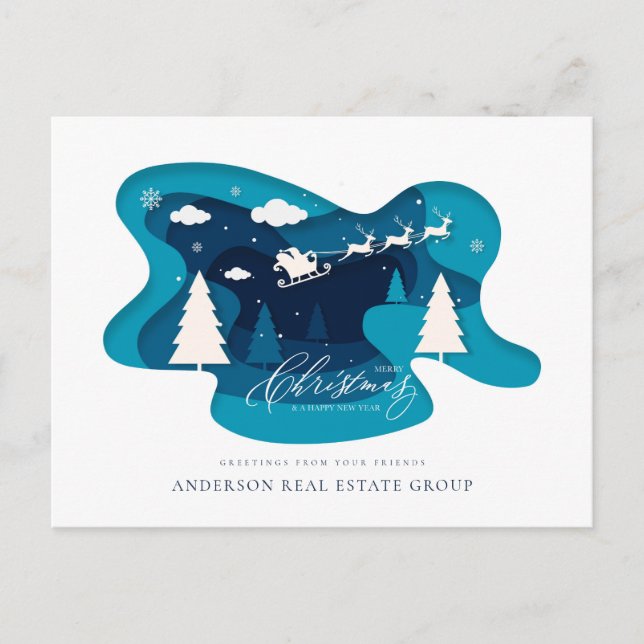 Carte Postale Hiver Forêt de neige Noël Fêtes de Noël Salutation (Devant)