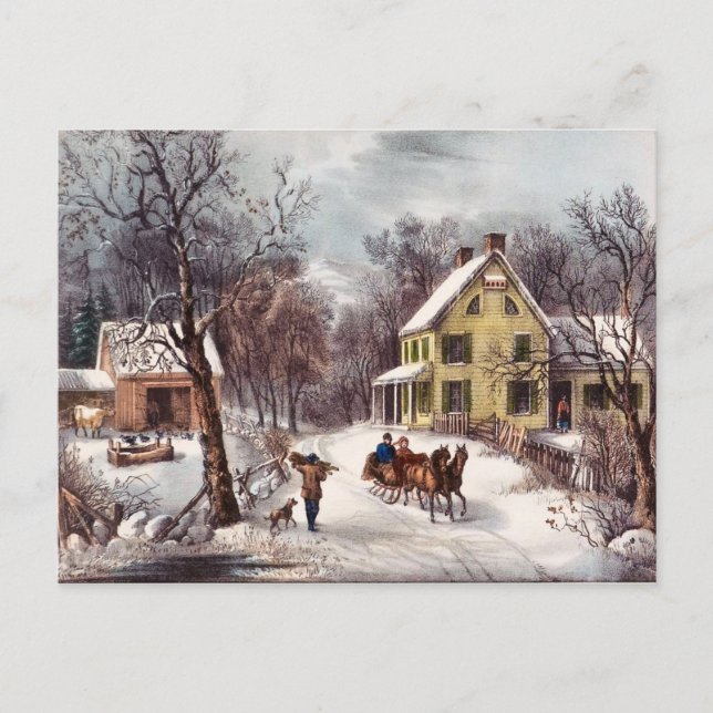 Carte Postale hiver vintage (Devant)