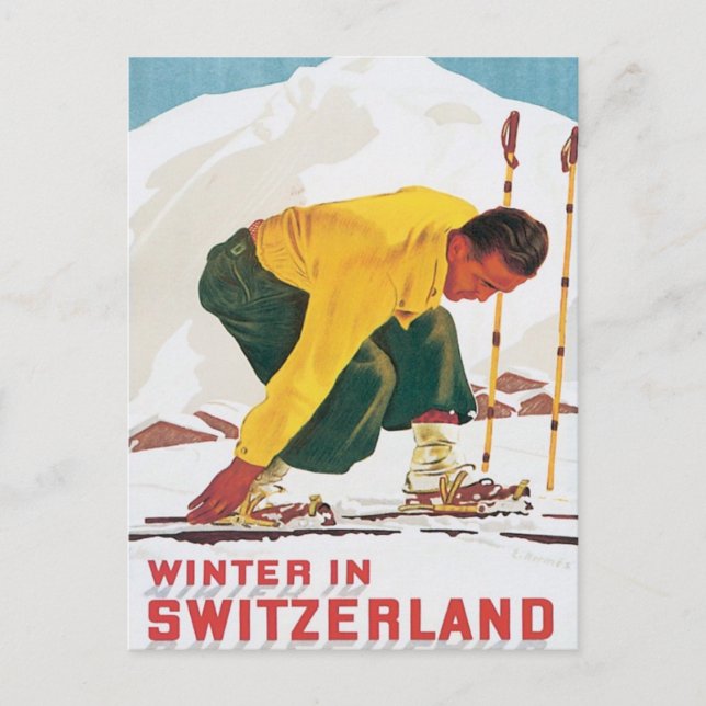 Carte Postale Hiver vintage En Suisse (Devant)