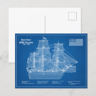 Carte Postale HMS Bounty - Plan directeur des navires ABD