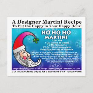 Carte postale Ho Ho Christmas Martini Recette