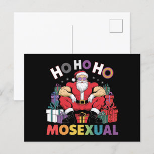 Carte Postale Ho Ho Ho Mosexué Gay Père Noël LGBT Gay pride Noël