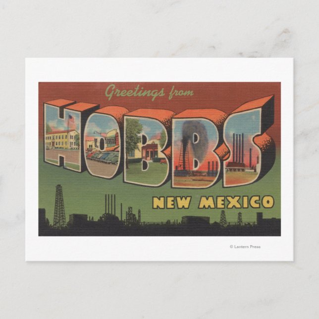 Carte Postale Hobbs, Nouveau-Mexique - Grandes Lettres Scènes 2 (Devant)
