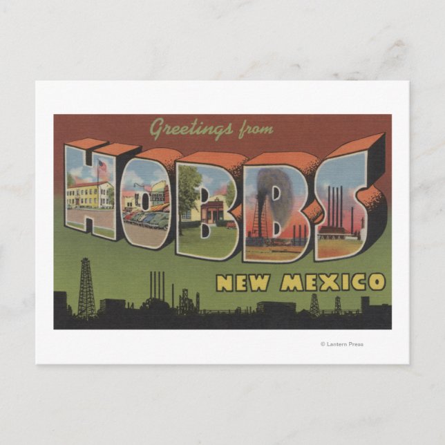 Carte Postale Hobbs, Nouveau-Mexique - Grandes scènes de lettres (Devant)