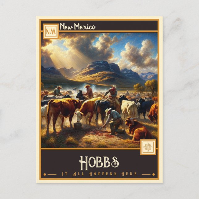 Carte Postale Hobbs, Nouveau-Mexique | VINTAGE (Devant)