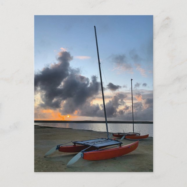 Carte Postale Hobie Cat Catamarans Bateaux à voile Plage Sunset (Devant)
